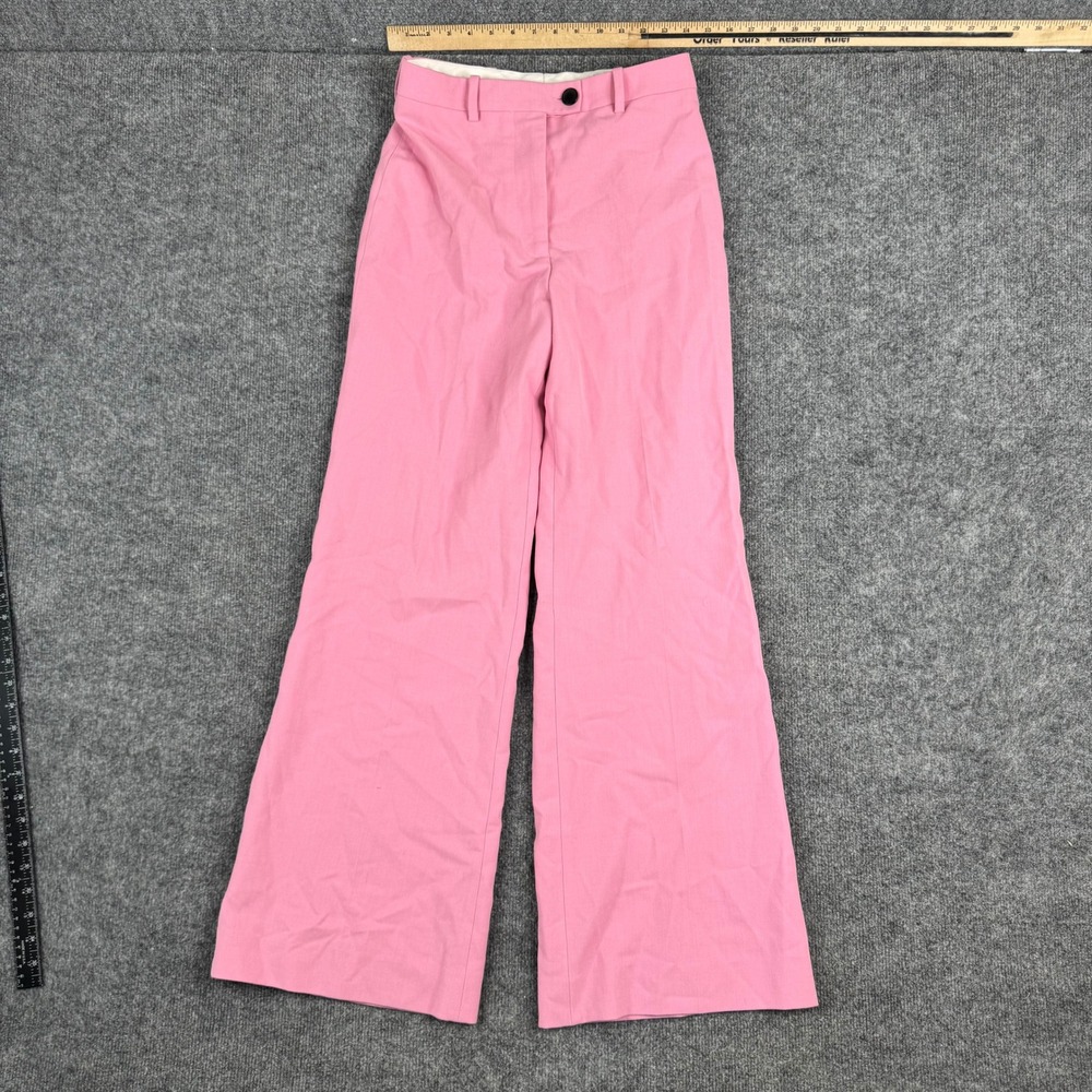 Zara Trousers Womens Size‎ S Pink High Waisted Wide Leg Tailored Made in Spain